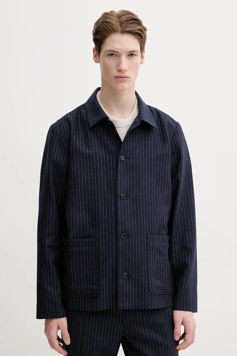 A.P.C. geaca de lana veste kerlouan doublee culoarea albastru marin, de tranzitie, WOARO.H03208