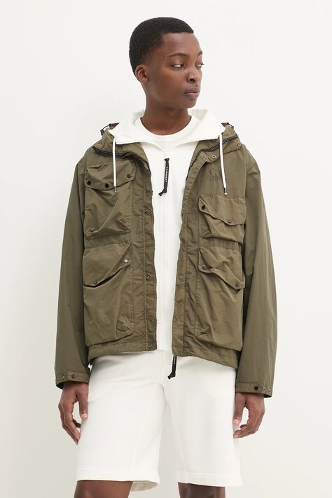 C.P. Company geaca culoarea verde, de tranzitie, oversize, 18CMOW050A005991G