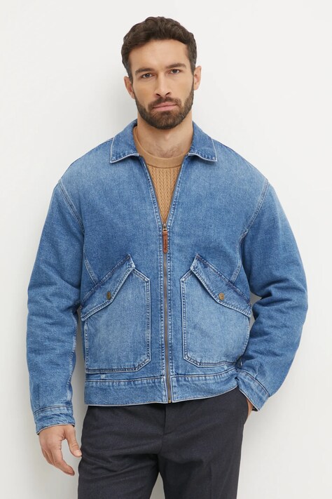 Pepe Jeans geacă din denim EMMETT AZURE bărbați, de tranziție, oversized, PM403072