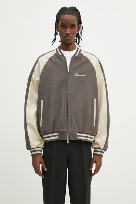 Шерстяная куртка-бомбер Represent Raglan Varsity Jacket цвет зелёный переходная oversize MLM1803.46