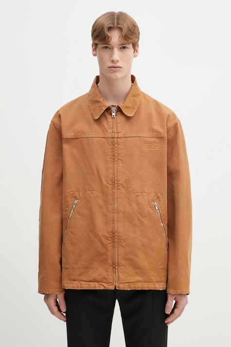 MM6 Maison Margiela camasa din bumbac culoarea maro, de tranzitie, SH0AM0048