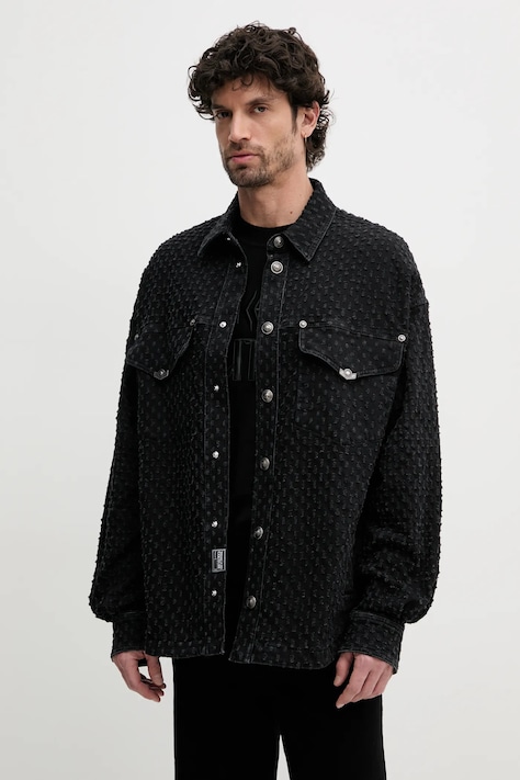 Versace Jeans Couture farmerdzseki fekete, átmeneti, 78GAS454 DW060AG1