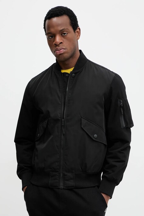 United Colors of Benetton geacă bomber culoarea negru, de tranzitie, 2ZPSUN06G