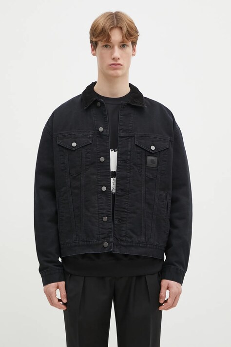 Carhartt WIP jachetă de bumbac Dayton Trucker Jacket culoarea negru, de tranziție, I034315.00E4O