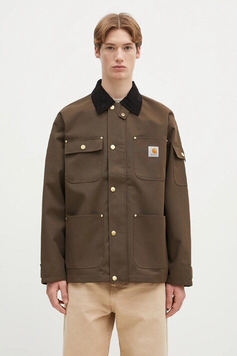 Carhartt WIP geacă Clapton Jacket bărbați, culoarea maro, de tranzitie, I034424.2NDXX