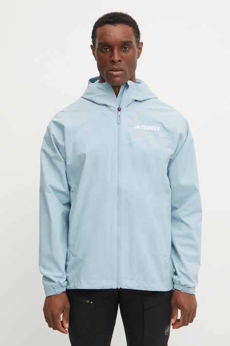 Nepromokavá bunda adidas TERREX Multi Rain.RDY pánská, tyrkysová barva, JD8356