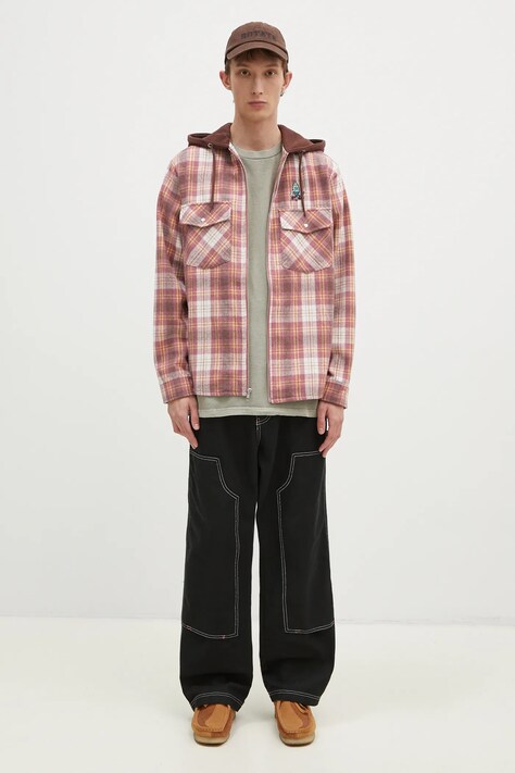 Сорочка з домішкою вовни ICECREAM Hooded Flannel Zip Through — SS25-KUM0B7, коричневий — фото 6