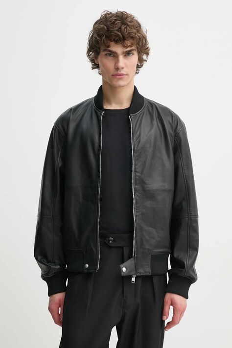 Iceberg geaca bomber de piele barbati, culoarea negru, de tranzitie, ZO11 6805