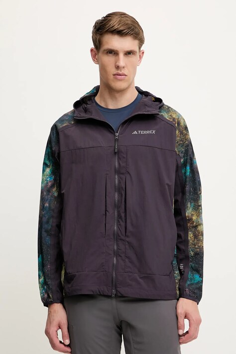 adidas TERREX jachetă de exterior x National Geographic culoarea violet, de tranzitie, oversize, JD5839