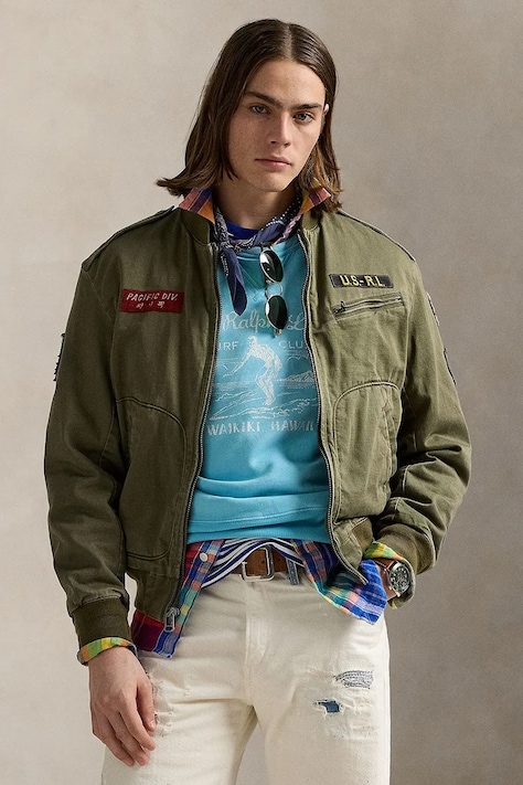 Polo Ralph Lauren pamut kabát zöld, átmeneti, 710964566
