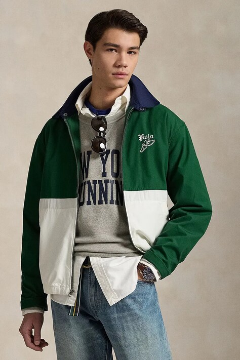 Polo Ralph Lauren jacheta de bumbac Unlined Windbreaker culoarea verde, de tranzitie, 710962074