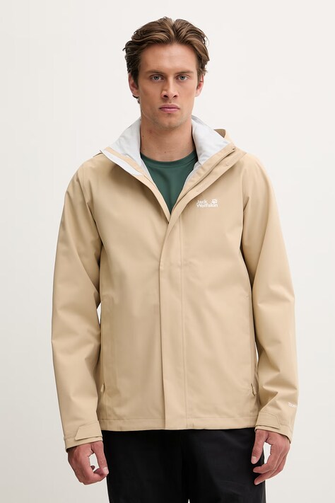 Jack Wolfskin kurtka przeciwdeszczowa Trailtime 2L beżowa A63903