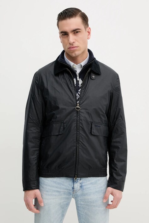 Pamučna jakna Barbour Newbury Wax Jacket boja: tamno plava, za prijelazno razdoblje, MWX2449