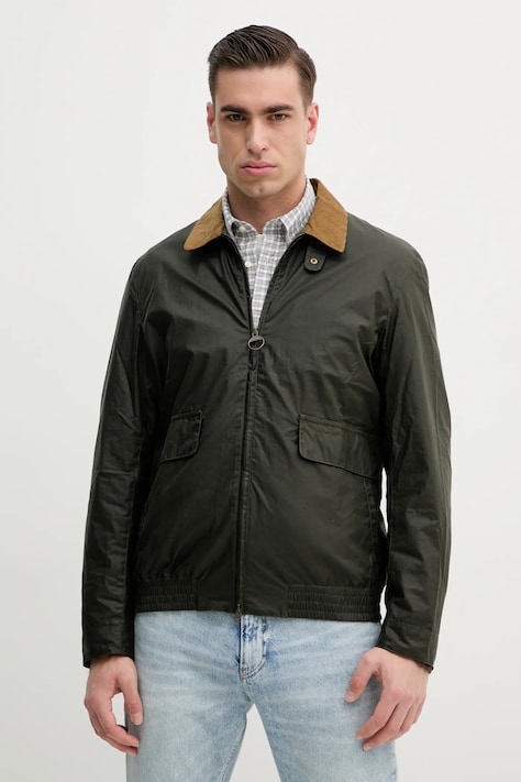 Barbour kurtka bawełniana Newbury Wax Jacket kolor zielony przejściowa MWX2449