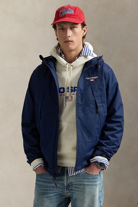 Kišna jakna Polo Ralph Lauren boja: tamno plava, za prijelazno razdoblje, 710968728