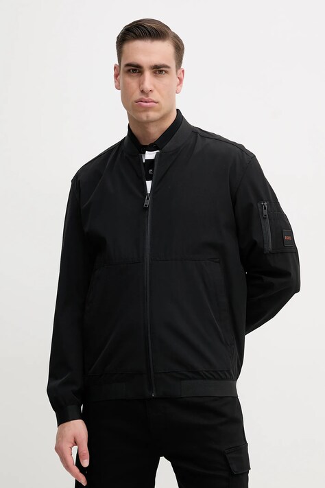 BOSS Orange geaca bomber culoarea negru, de tranzitie, 50537058