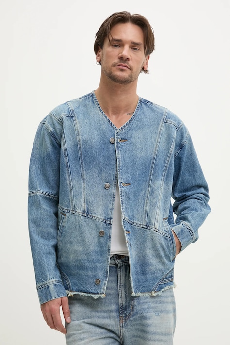 Desigual kurtka jeansowa TOULOUSE kolor niebieski przejściowa oversize 25SMED03