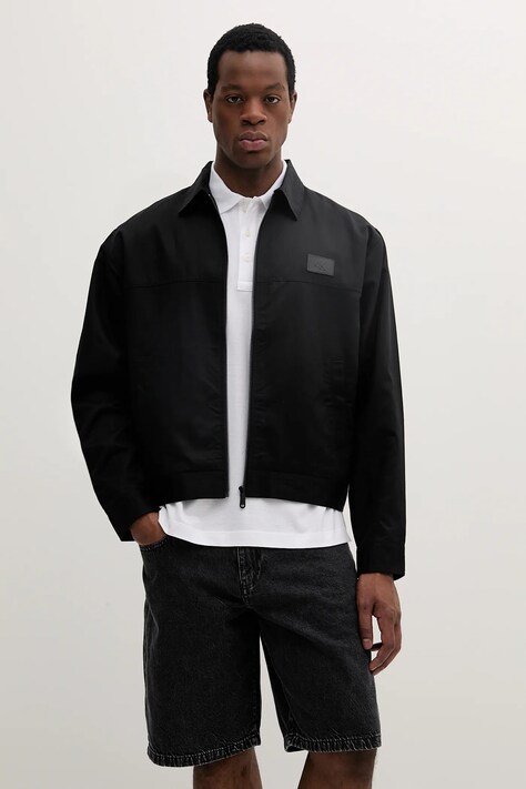 Calvin Klein Jeans geacă din amestec de in culoarea negru, de tranzitie, oversize, J30J327259