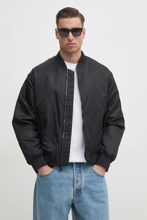 Calvin Klein Jeans Kurtka bomber kolor czarny przejściowa LV040EM524