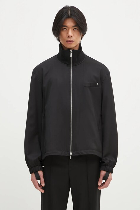 Vunena jakna Helmut Lang Relaxed Bomber.Suit boja: crna, za prijelazno razdoblje, O09HM102