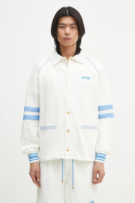 Drôle de Monsieur cotton sweatshirt Le Veste AprËs-sport men's white color smooth G-JT227-CO162-OW