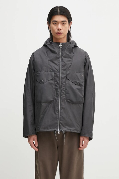 Jakna Barbour Barbour Utility Sapper Wax Jacket boja: siva, za prijelazno razdoblje, MWX2445