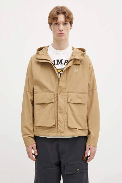 Куртка Fred Perry колір коричневий перехідна oversize J8572.363