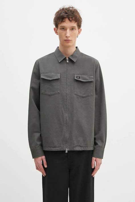 Бавовняна куртка-сорочка Fred Perry колір зелений перехідна M9833.638