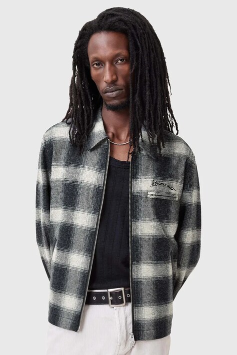 AllSaints jacheta de bumbac ELLIS culoarea negru, de tranzitie, M001OC