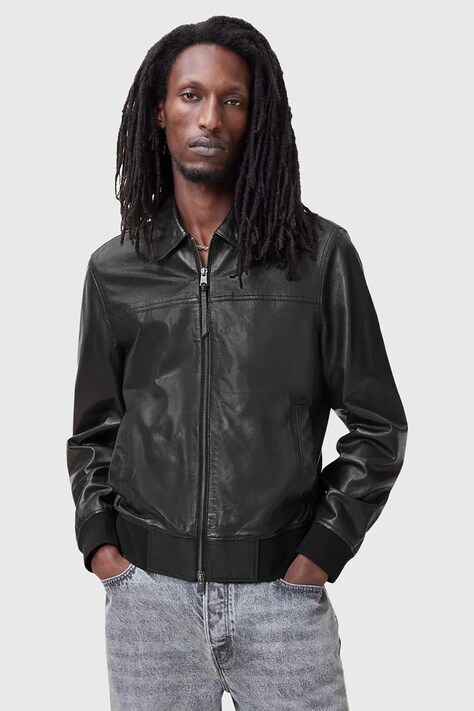 Кожено яке AllSaints GEN в черно преходен модел M017LC