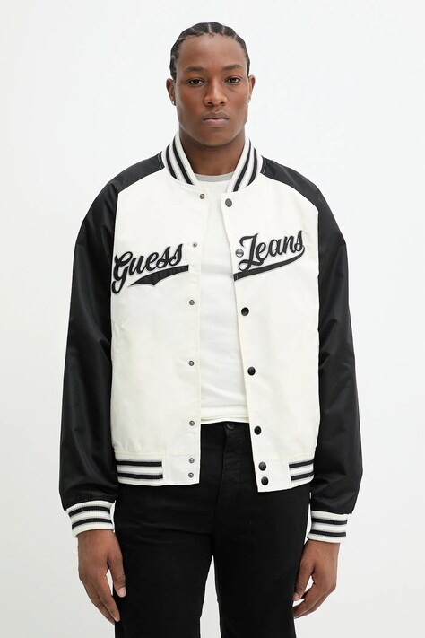 Bomber bunda Guess Jeans béžová barva, přechodná, M5GL32 WHAA2
