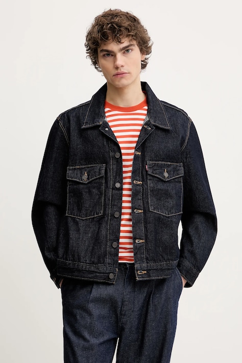 Levi's kurtka jeansowa EMBARCADERO STATION JKT kolor granatowy przejściowa 0010P