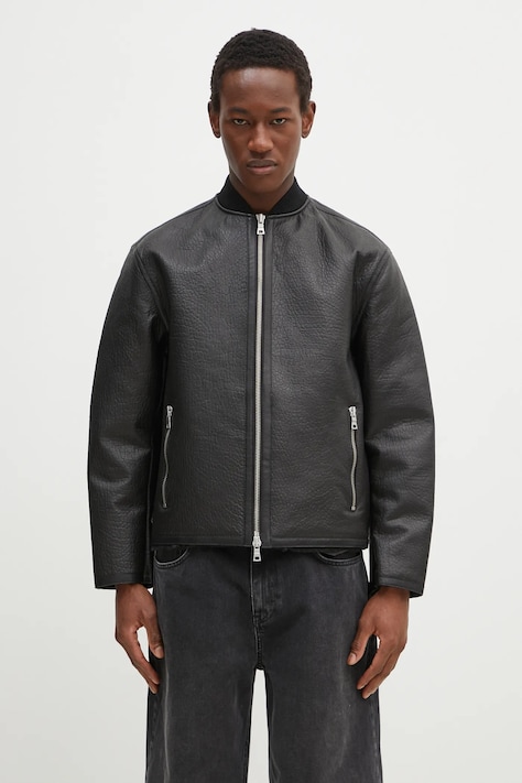 Kožená bunda MKI MIYUKI ZOKU Shearling Bomber Jacket černá barva, přechodná, SHEARLING.BOMBER.JACKET