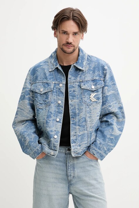 Džínová bunda Karl Kani modrá barva, přechodná, 60710032