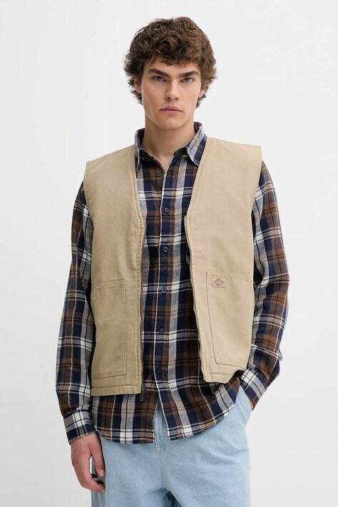 Бавовняна безрукавка Dickies Duck Canvas Summer Vest Sw Desert Sand чоловіча колір бежевий перехідна DK0A4YQKF021
