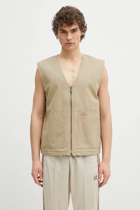 Бавовняна безрукавка Dickies Duck Canvas Summer Vest Sw Desert Sand чоловіча колір бежевий перехідна DK0A4YQKF021