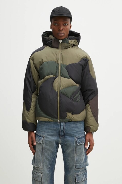 A Bathing Ape kurtka 1St Camo Nylon Down męska kolor zielony przejściowa 1K80144304