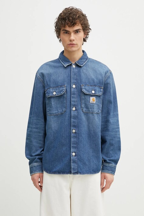 Carhartt WIP denim jacket Harvey Shirt Jac blue color I033346.014L