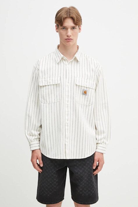 Бавовняна куртка-сорочка Carhartt WIP Hendry Shirt Jac колір бежевий перехідна I034827.2RM02