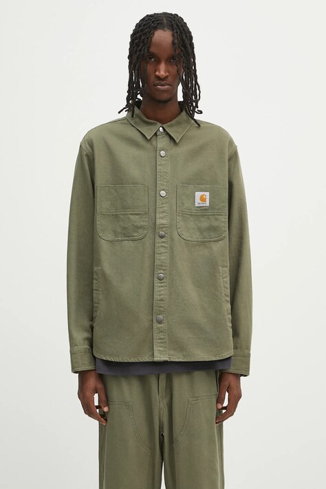 Carhartt WIP geacă Crawford Shirt Jac culoarea verde, de tranzitie, I034524.667XX