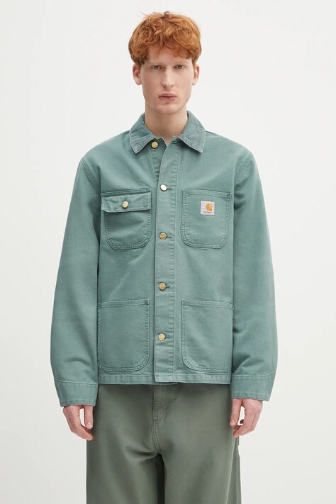 Carhartt WIP jachetă de cămașă din bumbac Michigan Coat culoarea verde, de tranzitie, I034787.2R84O