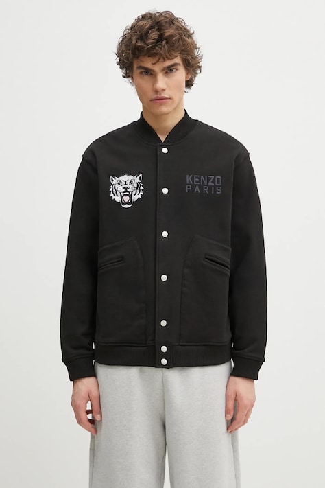 Кофта Kenzo Happy Tiger чоловіча колір чорний з аплікацією FF55BL1244MT.99J