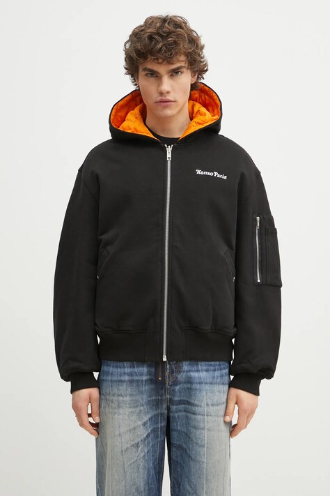 Oboustranná bunda Kenzo černá barva, přechodná, oversize, FF55BL2114MT.99J