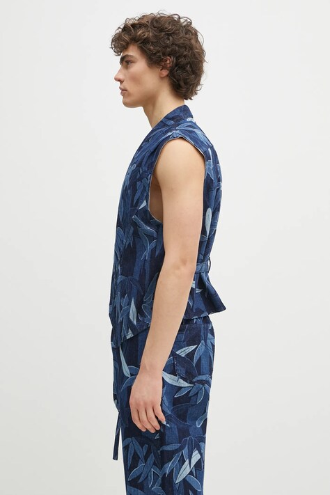 Kenzo bezrękawnik jeansowy męski kolor granatowy przejściowy FF55DV0026P1.DM