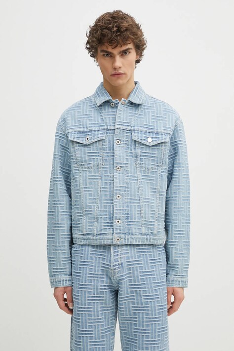 Kenzo kurtka jeansowa kolor niebieski przejściowa FF55DV3026J4.DB