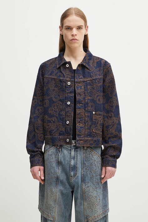 Džínová bunda Kenzo tmavomodrá barva, přechodná, FF55DV3096V1.DM
