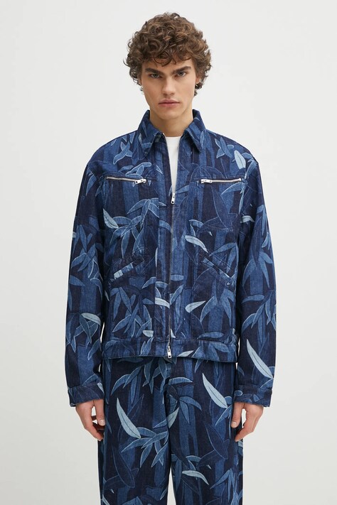 Kenzo kurtka jeansowa kolor granatowy przejściowa FF55DV3106P1.DM