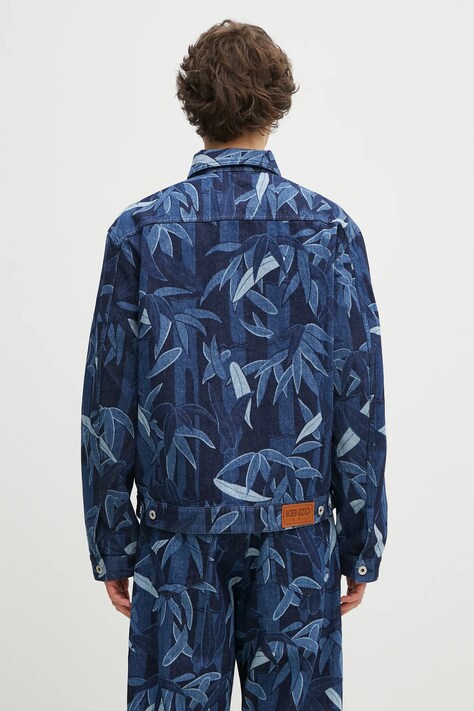 Kenzo kurtka jeansowa kolor granatowy przejściowa FF55DV3106P1.DM