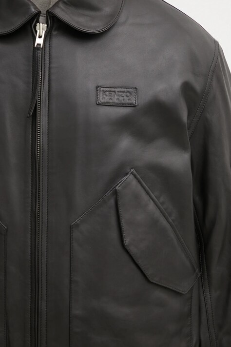 Kenzo kurtka skórzana kolor czarny przejściowa FF55LB1430AD.99