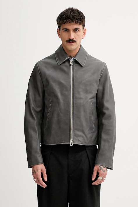Kenzo geaca de piele culoarea gri, de tranzitie, FF55LB1440AB.96